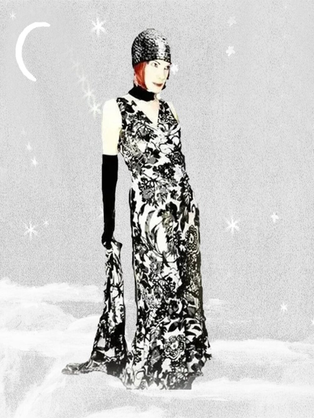20s Deco Style Gown & Shawl STUNNING Beaded Fringe Formal - 90s Vintage Glamor